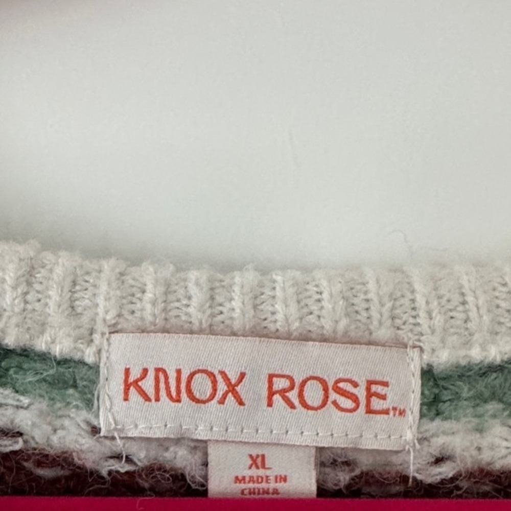 Knox Rose Womens XL Striped Crew Neck Pullover Sweater Multi-Color Knit Top - Picture 3 of 7